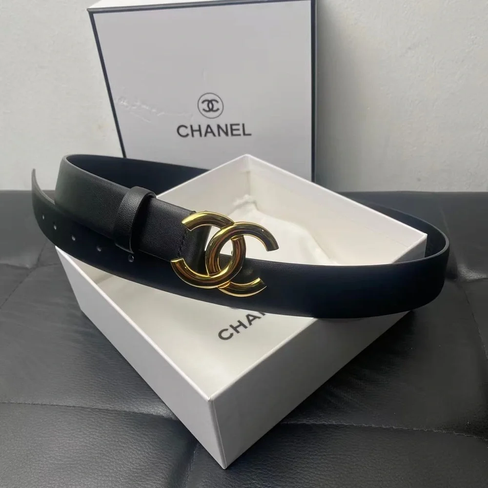 Chanel Black Leather CC Belt 85CM (34in) Gold Hardware – Excellent Condition ✨